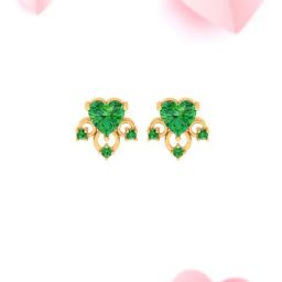 P.C. Chandra Jewellers 14k Gold Love Shaped Green Stones Stud Earrings-image-33