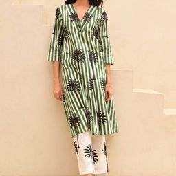 all about you Women Printed Regular Kurta with Trousers & With Dupatta image 3