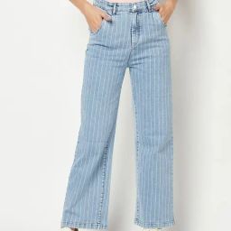 Crimsoune Club Blue Striped Mid Rise Jeans-picture-25