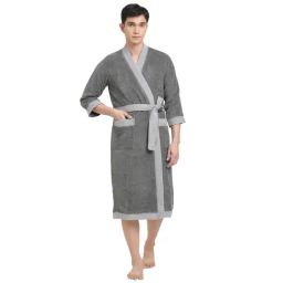 Spaces Hygro Grey 400 GSM Cotton Medium Bathrobe-image-61
