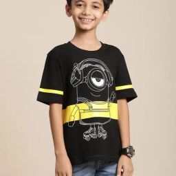 Kidsville Minions Printed Black Tshirt For Boys-image-78