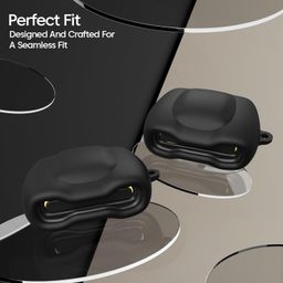 Sounce Earphone Case Cover Compatible for Boult Audio UFO, Soft Silicone Skin Case Cover Shock-Absorbing Protective Case with Keychain [Front LED Visible] (Black) image 2