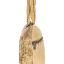 kuber industries Polyester Embroidery Design Hand Bag For Women/Girls With Handle Pack of 2 (Cream & Blue) 54KM4032 image 4