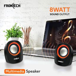 FRONTECH Premium 2.0 Channel USB Powered Speakers - 4W x 2 Output, AUX Input, Foam Edge, 1-Year Warranty (SPK-0003-Orange) image 2