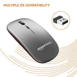amazon basics 2.4GHz Wireless + Bluetooth 5.1 Mouse, Multi-Device Dual Mode Slim Rechargeable Silent Click Buttons Wireless Bluetooth Mouse, 3 Adjustable DPI image 4