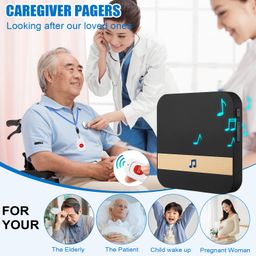 CoolShef Wireless Caregiver Pager System – Emergency Alarm for Elderly, Fall Alert & Panic Button with 1 Plug-in Receiver & 2 Call Buttons, Personal Alarm & Call Bell for Safety (80M Range) image 2