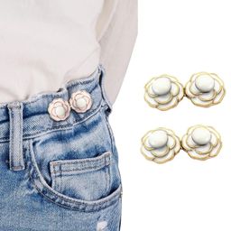 ZURATO 2pc Set Hook Waist Tightener Button for Jeans, Adjustable Waist Button Set, Button for Jeans to Make Tighter, Instant Jeans Button Pins for Pants Jeans Skirts, No Sewing Required (White) image 1
