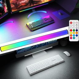 ABCidy Aluminium Under Monitor Light Bar,Rgb Screenbar Light Desk Lamp Computer,Dimmable Led With Dynamic Rainbow Effect,Gaming Usb Powered,Remote Control Color Changing,Adjustable Brightness&Speed image 1