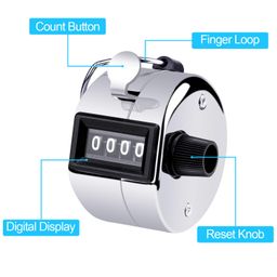 MENOLY 2 Pack Hand Tally Counter, Tally Counter Handheld 4 Digit Display Metal Manual Mechanical Counter Clicker with Finger Ring for Sport Stadium Coach Referees School Event-Silver image 4