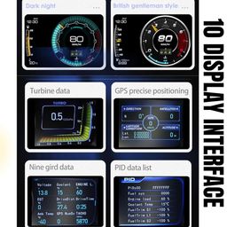 Techadro TA-H1 HUD OBD2 GPS Smart Gauge Speedometer – High-Resolution, No Delay Head-Up Display, 10 Interfaces, RPM, Fuel, Turbo, Temp Monitoring for All Cars image 3