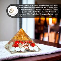 infinix crystal Gomti Chakra Laxmi Pyramid Original Certified Gomati Chakra Pyramid 70-75 MM Lakshmi Yantra Pyramid with Gomti Chakra Shri Yantra Rudraksha Cowrie Kodi Vastu Unqiue Item for Home image 4