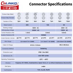CNLINKO LP-20 Industrial Waterproof Connector IP67 Circular Connector Quick Plugging Aviation Connector Anti-Interference Shell Fast Release Connector M20 2-12 Pin Flange Socket (4 Pin) image 4