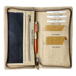 dacto2pick Passport Holder Wallet with Multiple Hidden Compartments and Chain Pocket for Coins, Cash, USB, and Sim Ejector - Sleek and Stylish Design for Secure and Easy Travel Beige Colour image 5