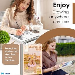 FunBlast Sketching Book for Artist, A4 Thickened Sketchpad for Artist, Students Hand-Painted Colored Lead Picture Album Sketch Book for Painting, Drawing, Art & Craft Work (Capybara, A4) image 3