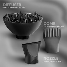 SHINON SH-9912 Professional Hair Dryer 6000 Watts 3 Heat Setting (Hot/Cool/Warm) 2 Speed Setting with Styling Nozzle Concentrator, Diffuser & Comb Nozzle, 2 Combs Styling Tool cool & hot Air, Black image 5