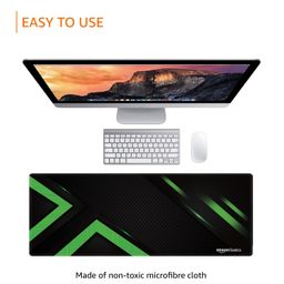 Amazon Basics Extended Gaming Mouse Pad Desk Mat for Computer Laptop| Stitched Embroidery Edges| Non-Slip Rubber Base | Keyboard Mouse Pad for Office & Home (795mm x 298mm x 3.45mm) - Green Stripes image 4