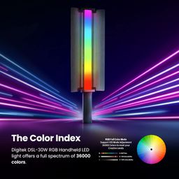 DIGITEK® (DSL-30W RGB) Stick Light Portable Handheld RGB LED Light Wand with Grid, Diffuser & Barn Door Comes with a 5200mAh Built in Battery Pack image 4