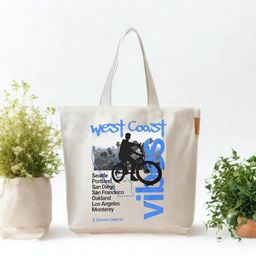 cavora Canvas Tote Bag for Women & Men | West Coast Graphic Print | Eco-Friendly Reusable Cotton Shopping Bag | Stylish Travel Shoulder Tote | Casual Bag for Daily Use image 4