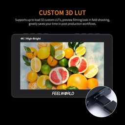 FEELWORLD F5 Prox 5.5 Inch 1600nit High Bright DSLR Camera Field Monitor Touchscreen Waveform 3D LUT F970 External Kit Install for Power Wireless Transmission 1920x1080 4K HDMI in Out Type-c Input image 5