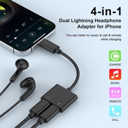 REDWIND 2 in 1 Lightning Male to Lightning Feamle Headphone Jack Adapter with Charging Port Connector, iOS to Audio & Charge Cable Splitter for iPhone, iPad (White/Black, Audio+Charge) image 4