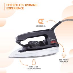 amazon basics 750 Watt Dry Iron with Non-Stick Soleplate|Black image 4