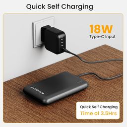 Ambrane 10000mAh Ultra-Slim & Compact Power Bank (Pocket/Bag Friendly), 22.5W Fast Charging, Dual USB & Type-C Output, PD & QC, Travel Compatible with iPhone, Samsung, Android & More, Powerlit, Black image 5