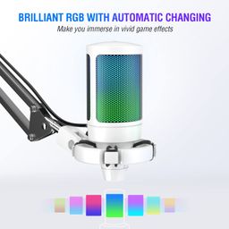 FIFINE Streaming Gaming USB Microphone Kit, PC Condenser RGB Mic on PS4/PS5, Plug and Play for Music Recording, Online Game, Discord, Twitch, with Pop Filter, Shock Mount-A6T White image 3