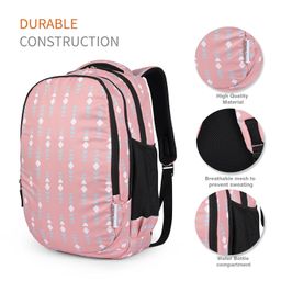 amazon basics Lightweight Polyester Backpack (Abstract Print) | Ideal for School, College, & Travel | Multiple Compartments & Side Pockets for Organized Storage | Durable & Comfortable Design image 2