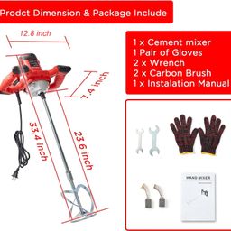 DeReliable 2400W 6 Speed Control with Spindle Lock Multipurpose Stirring machine Portable Electric Concrete Mixer, Handheld Paint Mixer for Mixing Mud, Cement, Mortar, Fodder(6 Months Warranty) image 2