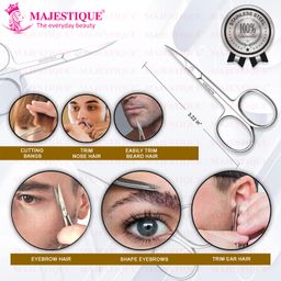 Majestique 2Pcs Professional Cuticle Scissors - Use as Fingernails, Shaving Scissors, Moustache, Beard, Eyebrow Scissors Toenails – Sharp Cuticle Scissors - Manicure Small Scissor for Men and Women image 2