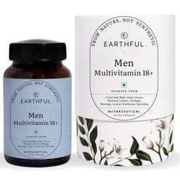 Earthful Multivitamin for Men | 100% Plant, Non-Synthetic | With Biotin, Iron, Zinc, Vitamin A, C, D3, K2 for Immunity, Hair, Skin & Bones - 60 Capsules image 1