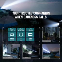 OLIGHT Warrior X 4 Rechargeable Tactical Flashlight 2,600 High Lumens with 630 Meters Long Range Thrower, Powerful Tail-Switch Light with USB-C Charging, Dual-Output for Daily and Tactical Use image 2