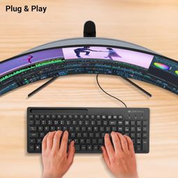 ZEBRONICS K36 Wired USB Keyboard with 106 Keys, Slim Design, Smartphone Holder, Retractable Stand, 1.2m Cable Length with Â‚Rupee Key image 2
