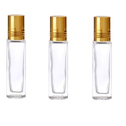 generic Hunky Dory Glass Empty Reusable Roll on Bottles with Golden Cap (6ml , Set of 3) image 1