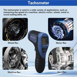 wihsentech Handheld Digital Laser Tachometer - Non-Contact RPM Meter, Measures 2.5-99,999 RPM, High Precision with LCD Display, Reflective Tape Included, Ideal for Motor Speed and Industrial Use image 5