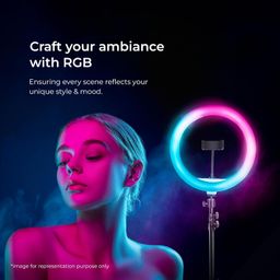 digitek DIGITEK® (DRL-14C RGB) 14 Inch Multi-Color LED Ring Light with 5ft Stand and Smartphone Mount, USB Support - Professional Lighting Solution for Photography, Video, YouTube and Content Creation image 4
