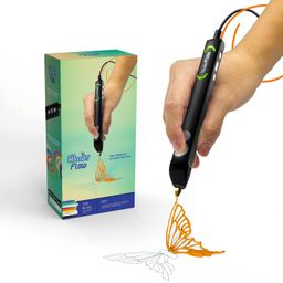 3Doodler Flow 3D Printing Pen for Teens, Adults & Creators! - Black - with Free Refill Filaments + Stencil Book + Getting Started Guide image 1