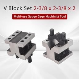 findmall V Block with Clamp Set Hardened Steel 90 Degree Angle Accuracy V Block Set 2-3/8 x 2-3/8 x 2 Multi-use Gauge Gage Machinist Tool with Wooden Case image 5