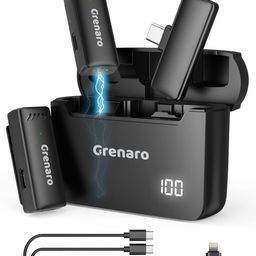 GRENARO Wireless Microphone with Digital Display Charging Case, Wireless Mic for Youtubers, Video Recording, Live Stream, Noise Cancellation Lapel Mic for Type-C Android & iPhone (Dual Universal) image 1