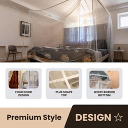 Lumio Mosquito Net for King Size Bed, Mosquito Net Double Bed | Mosquito Net for Queen Size Bed - Premium Bed Net with Finest Mesh, 300 Holes per Square Inch LxWxH - (6 x 6 x 5) White image 2