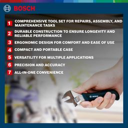BOSCH ‎ All-in-One Hand Tool Kit, 108 Pieces, Rachet Screwdriver & Allen Key, Multiple Drill Bits, Additional Performance Tool, Blue, Hard Case image 3
