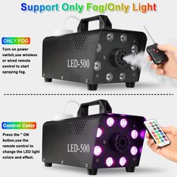 WISKA 500W Mini Smoke Machine, Multifunctional Indoor Fog Maker with Wireless Remote, 8 LED Lights, 12 Color Fogger for Wedding, Party, Pyro Effects, Mist Diffuser and Fogging Smoker image 5