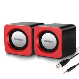 FRONTECH Premium 2.0 Channel USB Powered Speakers with 1.5W x 2 Output, AUX Input, and 1-Year Warranty (Red) image 1
