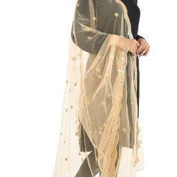 youthquake Embellished Mirror Half Curve Trendy Design Soft Net Dupatta for Womens & Girls image 2