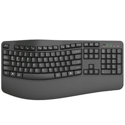 QUASIO Ergonomic Wireless Keyboard with Wrist Rest, Wave Keys, Comfortable Natural Typing, 2.4GHz Full Size Ergo Wireless Computer Keyboard for Multi-OS, Windows, Mac OS Laptop/PC/Notebook (Gray) image 1