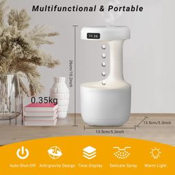 raptas (Only 15 Year Warranty) The Floating water machine, or anti-gravity humidifier 2024 Upgrade Cool Mist Desktop with LED Clock Display, Auto Shutdown Power-Off. 800 ml image 3
