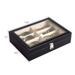 co-z Leather Box Eyeglasses Eyewear Organizer Display Storage Case – 8 Compartments (8 Compartments) image 2