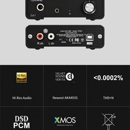 kguss Topping DX1 Mini Stereo DAC Headphone Amplifier Combo - 280mW x2 Powerful Output Two-Stage GAIN Switch USB Chargable Discrete LNRD AK4493S XU208 384kHz/32bit Native DSD256 HiFi Home Audio (Black) image 2