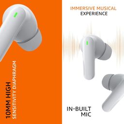 amazon basics True Wireless in-Ear Earbuds with Mic, Low-Latency Gaming Mode, Touch Control, IPX5 Water-Resistance, Bluetooth 5.3, Up to 60 Hours Play Time, Voice Assistance and Fast Charging (White) image 3