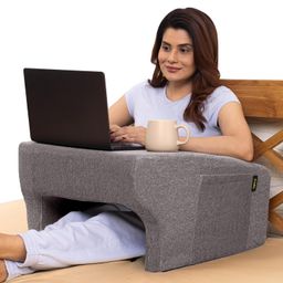 Frido Lap Desk Pillow | Portable Computer Table & Laptop Lap Desk for Sofa, Bed, Floor | Ergonomic Gaming Desk Table with Arm Rest | Work Desk Accessories for Reading, Gaming, Studying | Grey Colour image 1